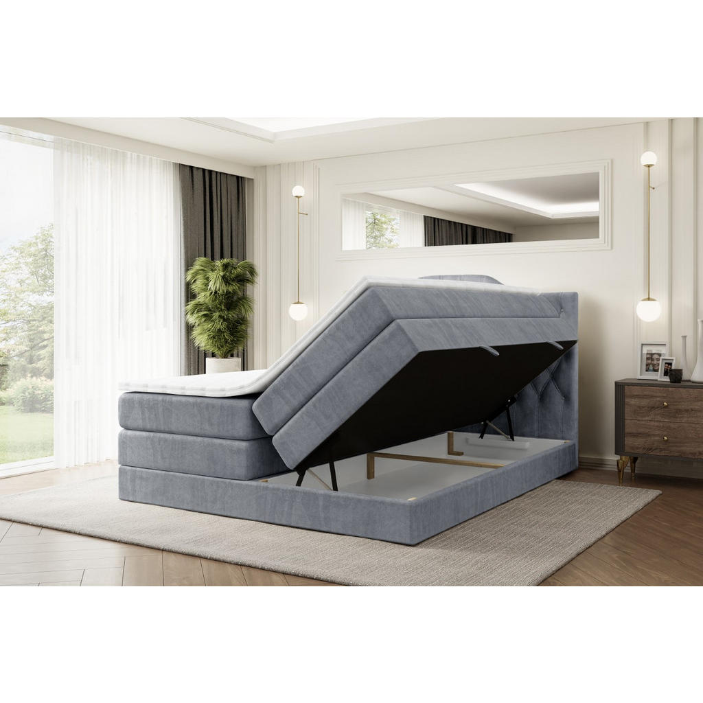 Thumbnail - Altdecor Boxspringbett, Grau, Holzwerkstoff, Höhe ca. 20 cm, 160x200 cm, Schlafzimmer, Betten, Boxspringbetten