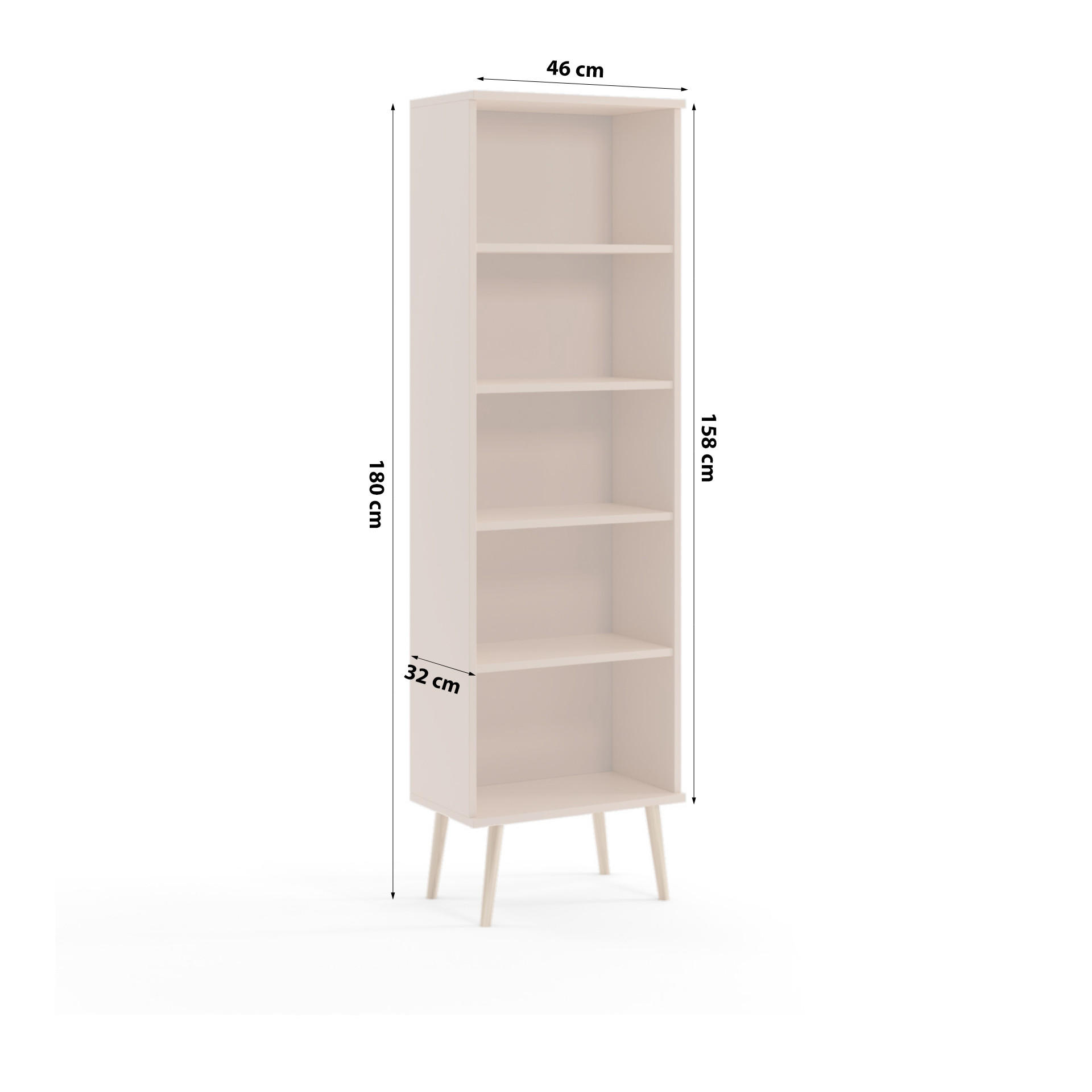 STANDREGAL Bücherregal Monilea MACCHIATO - Hellbraun, Holzwerkstoff (46/180/32cm) - Fedve
