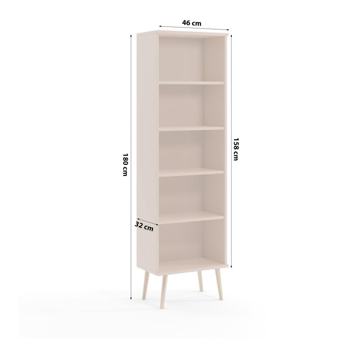 STANDREGAL Bücherregal Monilea MACCHIATO - Hellbraun, Holzwerkstoff (46/180/32cm) - Fedve