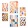 POSTER Set Mit 6 Orange Und Blau Mosaik 2 A3 & A4 Rahmenlos - Klar, Papier (29/3cm) - Nacnic