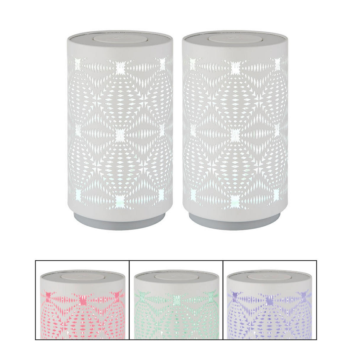 LED TISCHLEUCHTE Weiß 2er Set - Weiß, Metall (8/8/14cm) - Globo Lighting