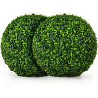 KUNSTPFLANZE Buchsbaumkugel Grün(2er-Set) - Grün, Kunststoff (40cm) - COSTWAY