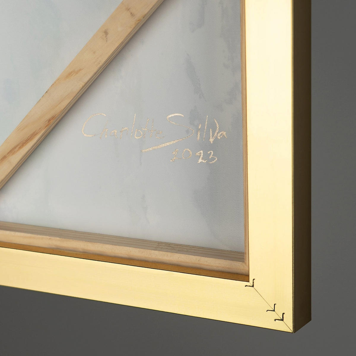 GEMÄLDE Abstrakte Symphonie Schattenfugenrahmen Gold 140x100 cm - Goldfarben, Holz (140/100cm) - YS-art gallery