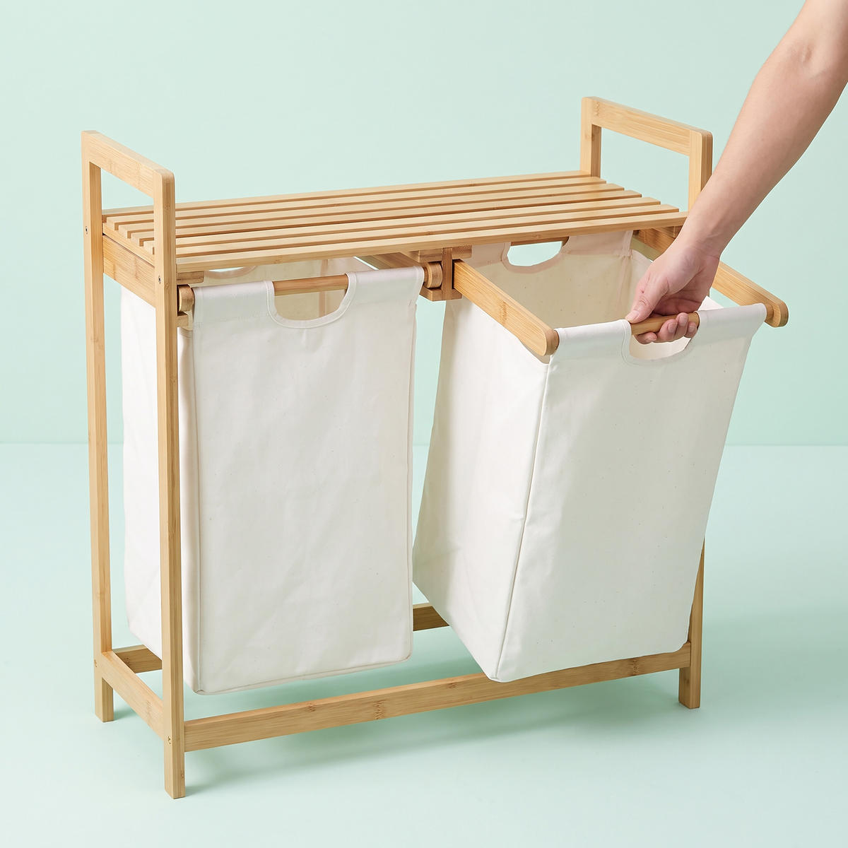 WÄSCHEKORB - Multicolor, Holz/Textil (63.5/73/33cm) - Relaxdays