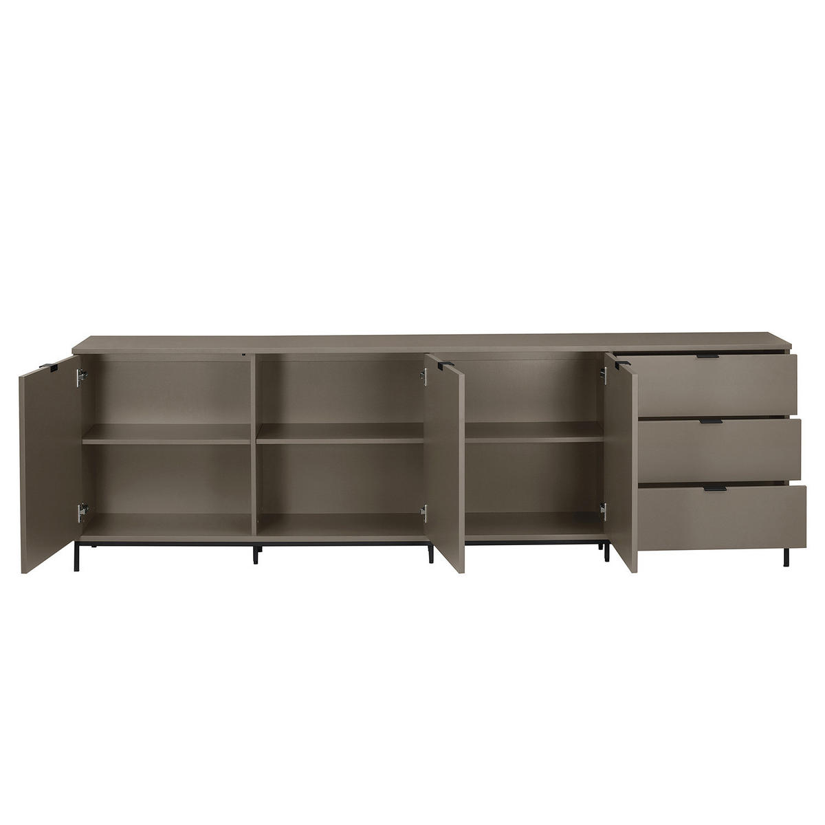 SIDEBOARD - MDF / Metall - Taupe/Schwarz, Holzwerkstoff/Metall (240/74/40cm) - home24
