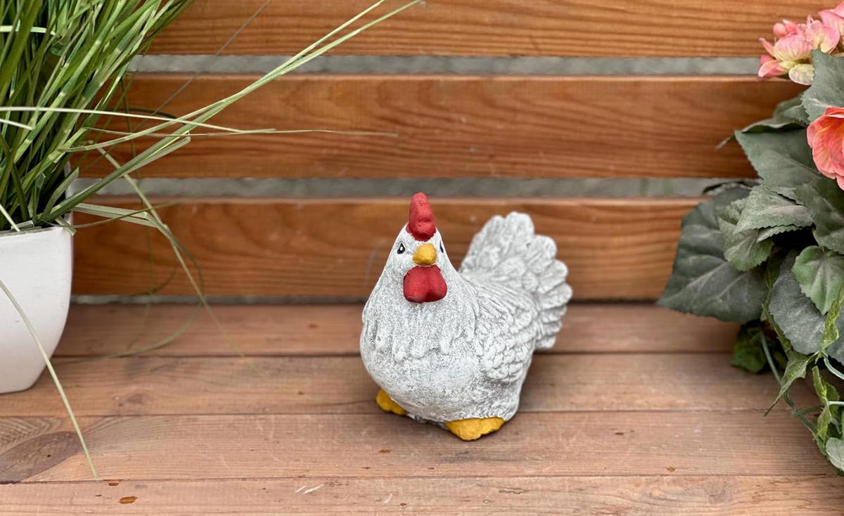 STEINFIGUR Hahn Bommel frosfest massiv Huhn - Grau, Stein (9/14/14cm) - stoneandstyle