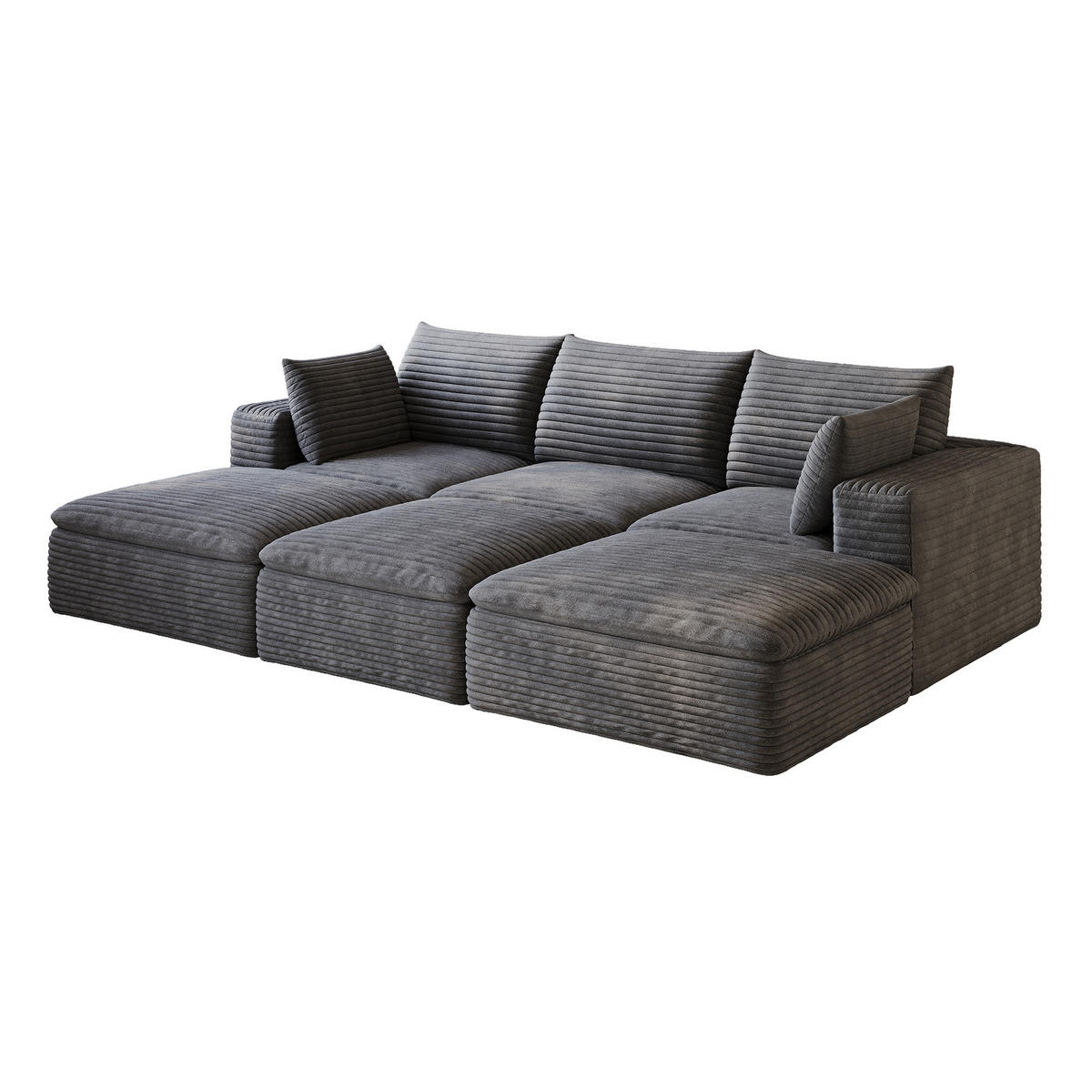 3-SITZER-SOFA aus Stoff 260 cm Dunkelgrau mit Schaumstoffpolsterung und flexibel kombinierbarem Design - Dunkelgrau, Textil (260/60/160cm) - Modfu