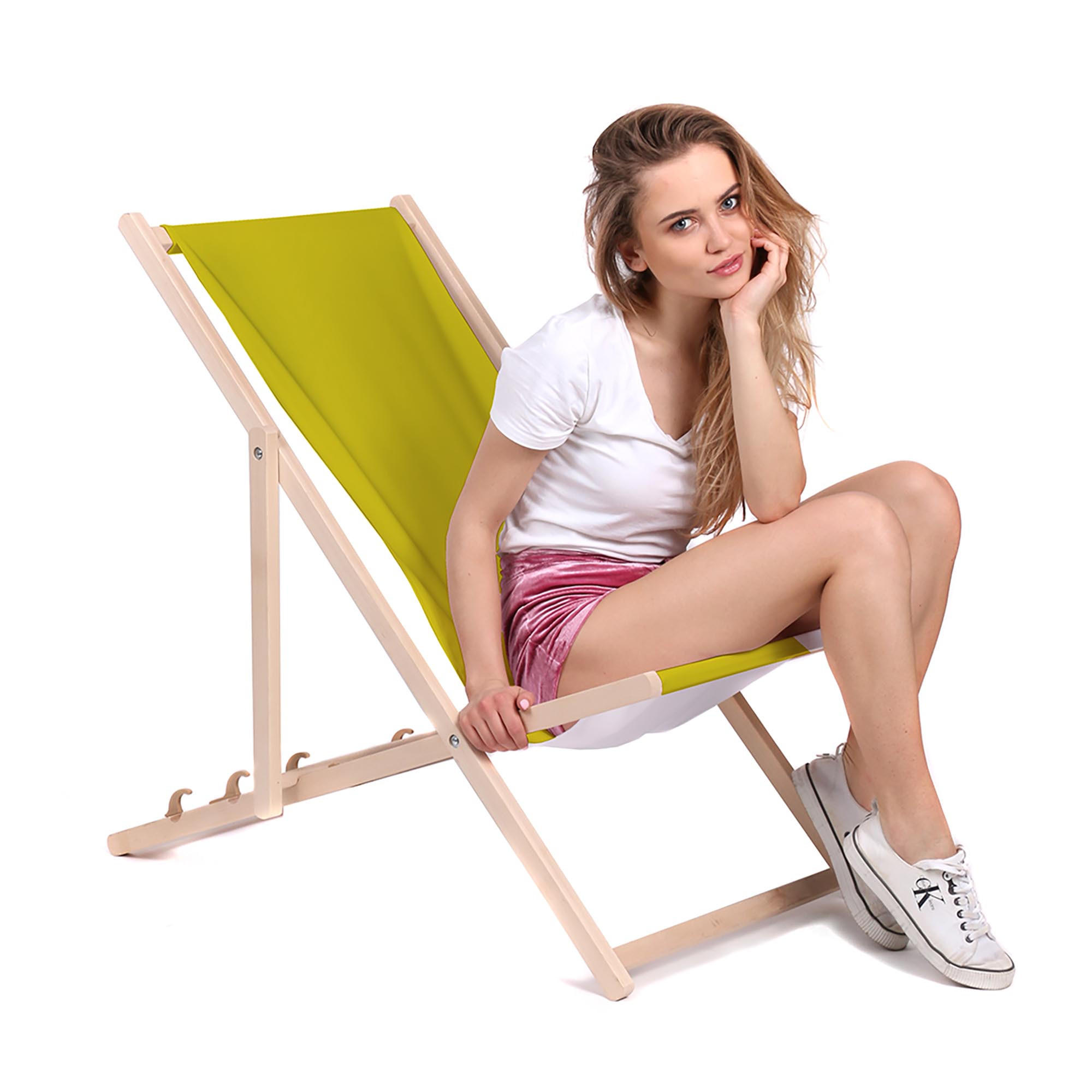 HOLZLIEGESTUHL klappbar Buchenholz Lime M - Limette, Holz (54/85/92cm) - Dreamroots