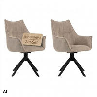 ESSZIMMERSTUHL Ginosa drehbar 2er-Set - Beige/Schwarz, Textil/Metall (62/90/66cm) - Mr. Deko