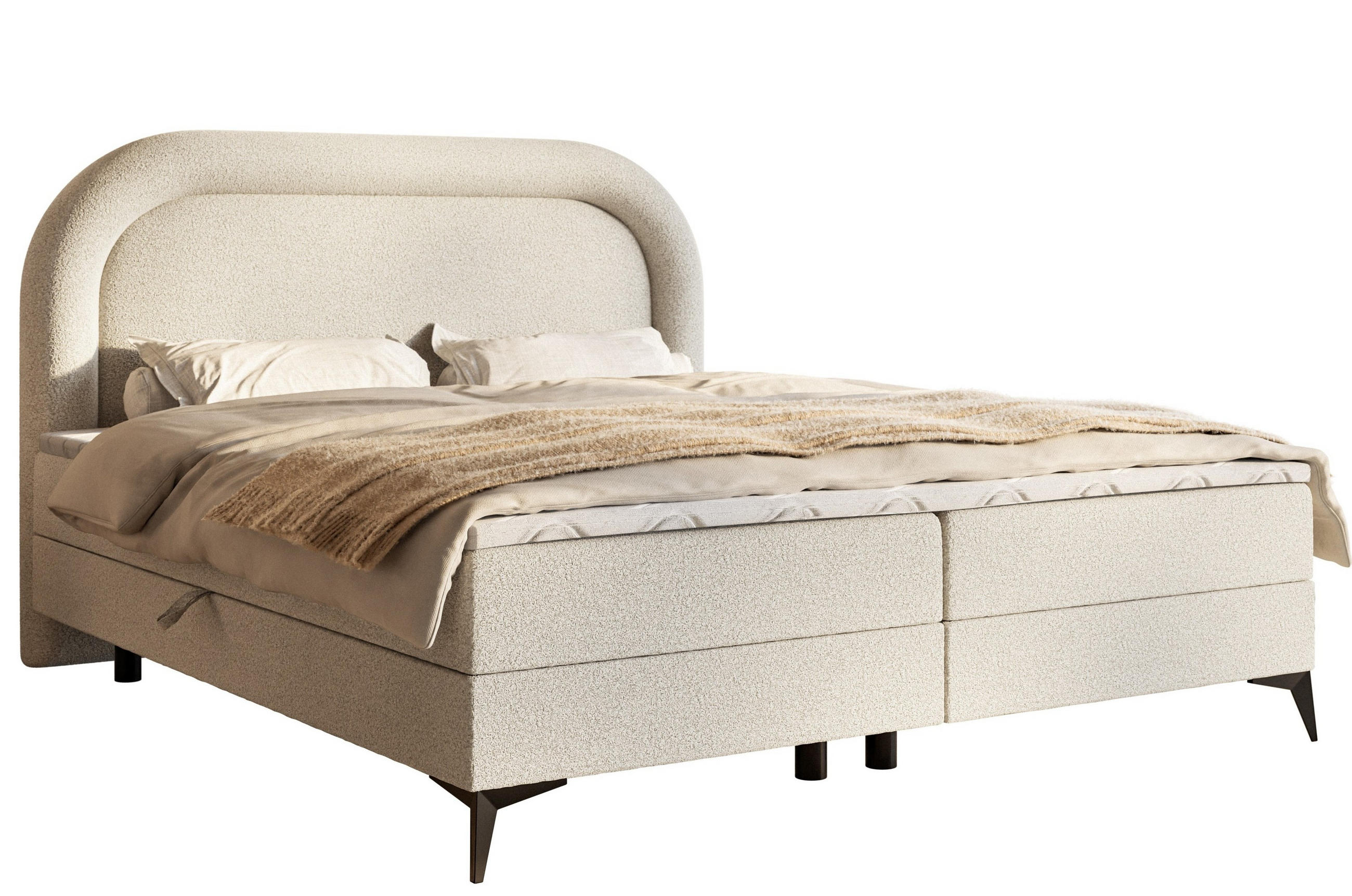 BETT Ecru ROSSINI Mit Matratze Tkanina Quella Skandinavischer Stil - Beige, Textil (160/200cm) - Sepro Meble
