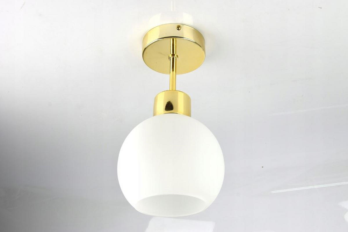 PENDELLEUCHTE GOLDGLAS - Goldfarben/Weiß, Glas/Metall (14/14/28cm) - kiki design