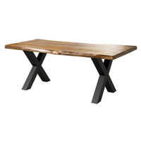BAUMTISCH Mango 240x100x77 natur lackiert / X-Beine anthrazit matt FREEFORM 5 - Braun, Holz (100/240/77cm) - Massivmoebel24
