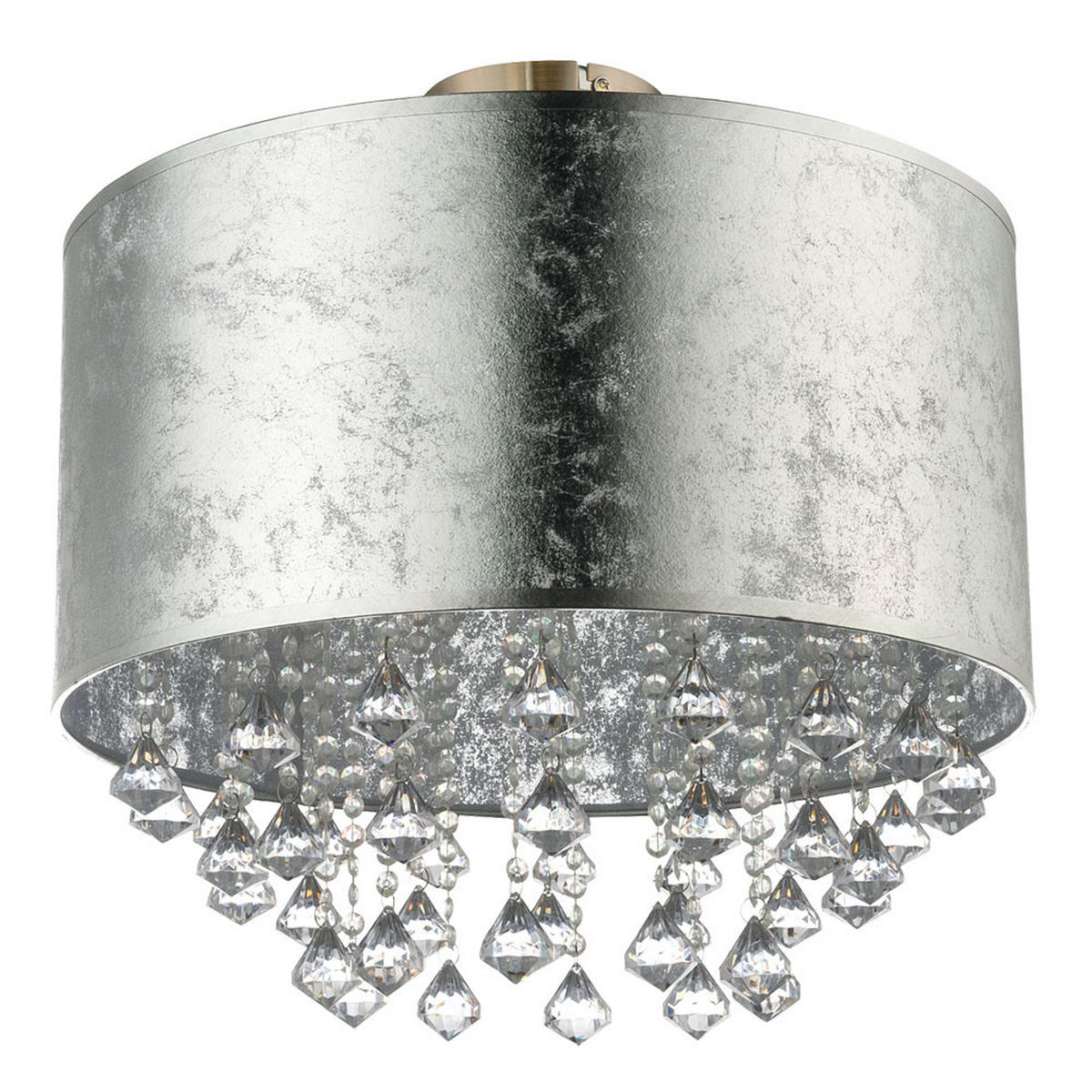 LED DECKENLEUCHTE Kristalle Silber - Silberfarben, Metall (30/30/31cm) - Globo Lighting