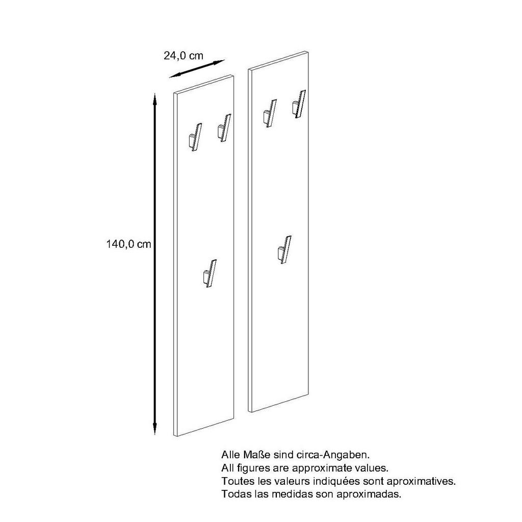 Thumbnail - Vladon Garderobenpaneel, Eiche San Remo, Holzwerkstoff, 24x140x2 cm, Garderobe, Garderobenpaneele, Garderobenpaneele