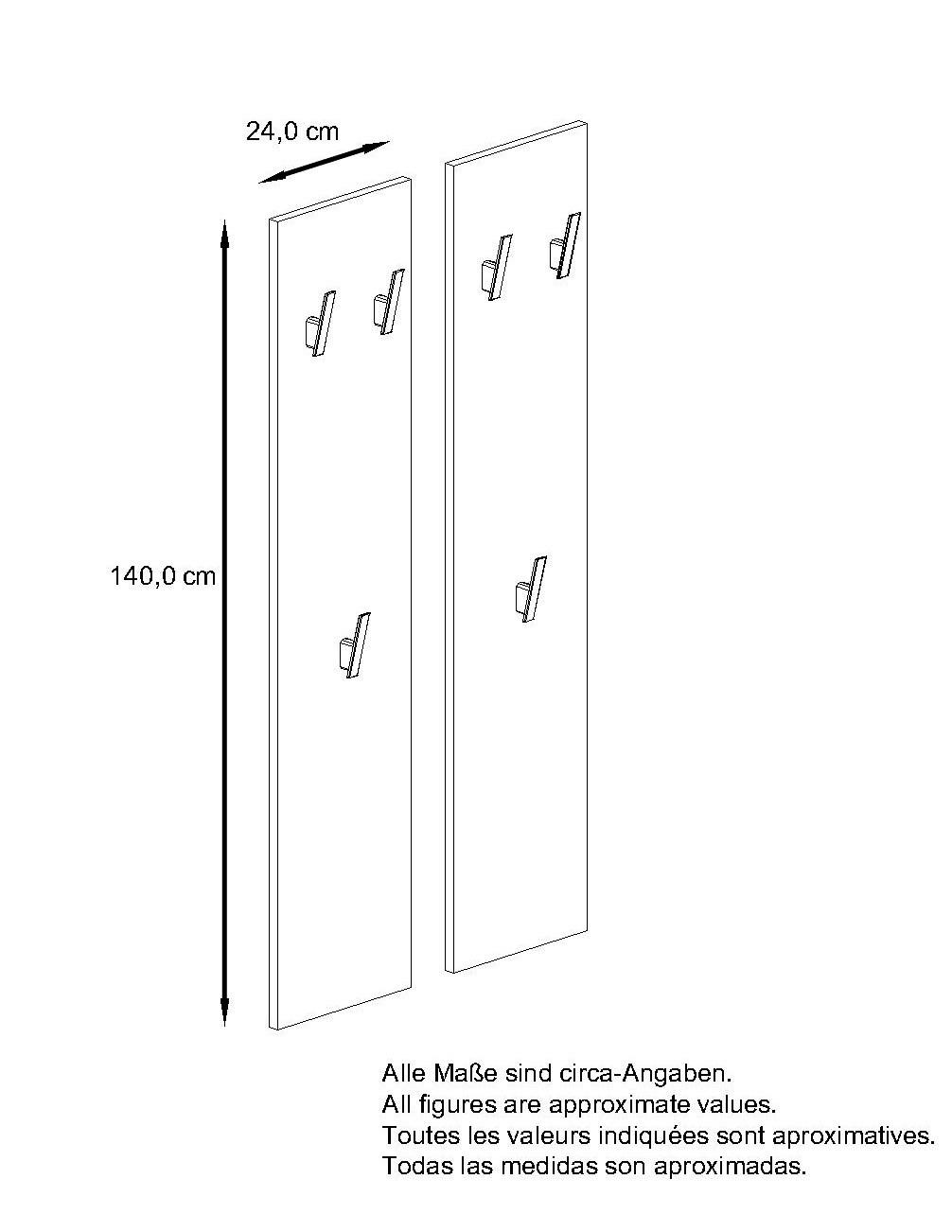 Thumbnail - Vladon Garderobenpaneel, Weiß Hochglanz, Holzwerkstoff, 24x140x2 cm, Garderobe, Garderobenpaneele, Garderobenpaneele