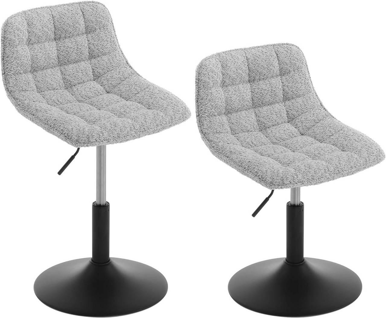 BARHOCKER 2er Set aus bequemer Chenille, Metall, Grau - Schwarz/Grau, Kunststoff/Textil (42.5/60.5/45cm) - Woltu