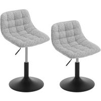 BARHOCKER 2er Set aus bequemer Chenille, Metall, Grau - Schwarz/Grau, Kunststoff/Textil (42.5/60.5/45cm) - Woltu