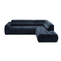 4-SITZER modulares Ecksofa VEER L Rechts, 283 x 190 cm, Chenille Webstoff Marine - Schwarz/Dunkelblau, Holz/Kunststoff (190/283cm) - Muffo