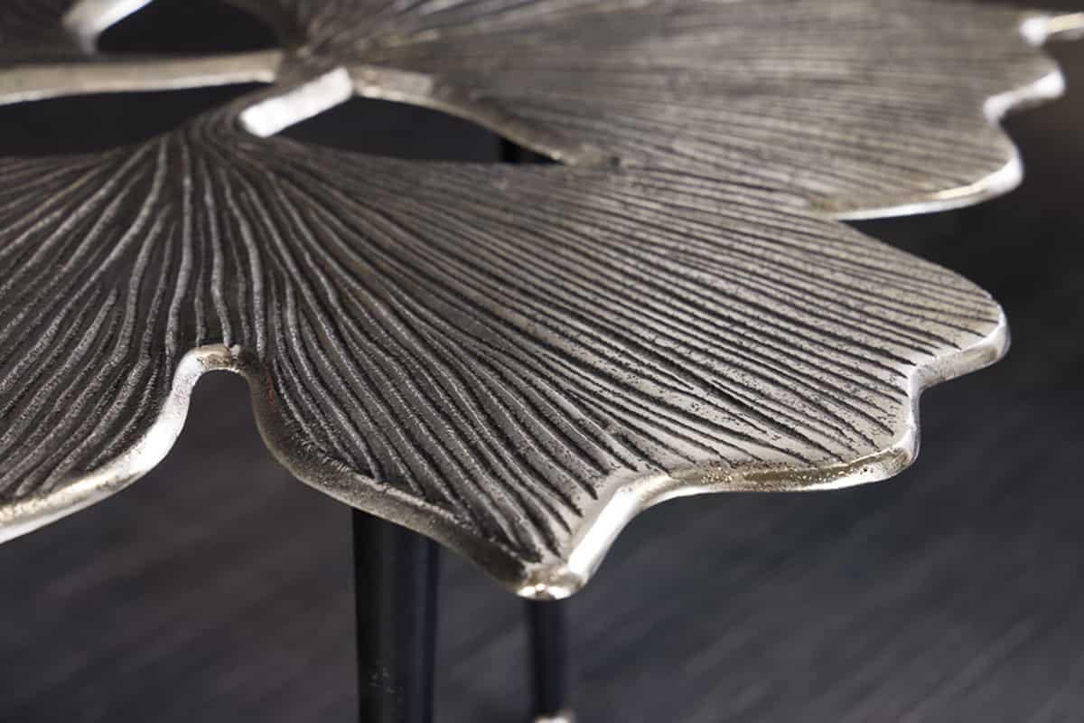 COUCHTISCH GINKGO LEAFS rechteckig Silber 75cm - Silberfarben/Schwarz, Metall (75/75/40cm) - riess-ambiente