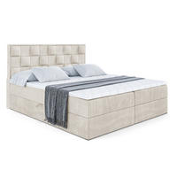 BOXBETT mit H4-Matratze und Lattenrost- ZAFIRA-BZ - 160x200 - Beige Samt - Beige, Holzwerkstoff (160/200cm) - ALTDECOR
