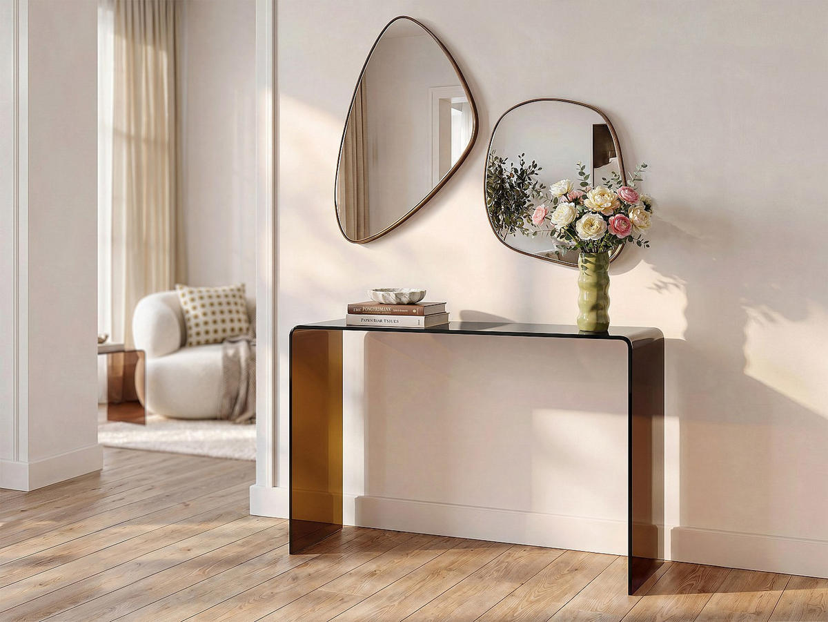 KONSOLENTISCH - 110 cm x 35 cm - glas - transparent, braun Alonzo - Transparent/Braun, Glas (35/110/75cm) - Vente-Unique