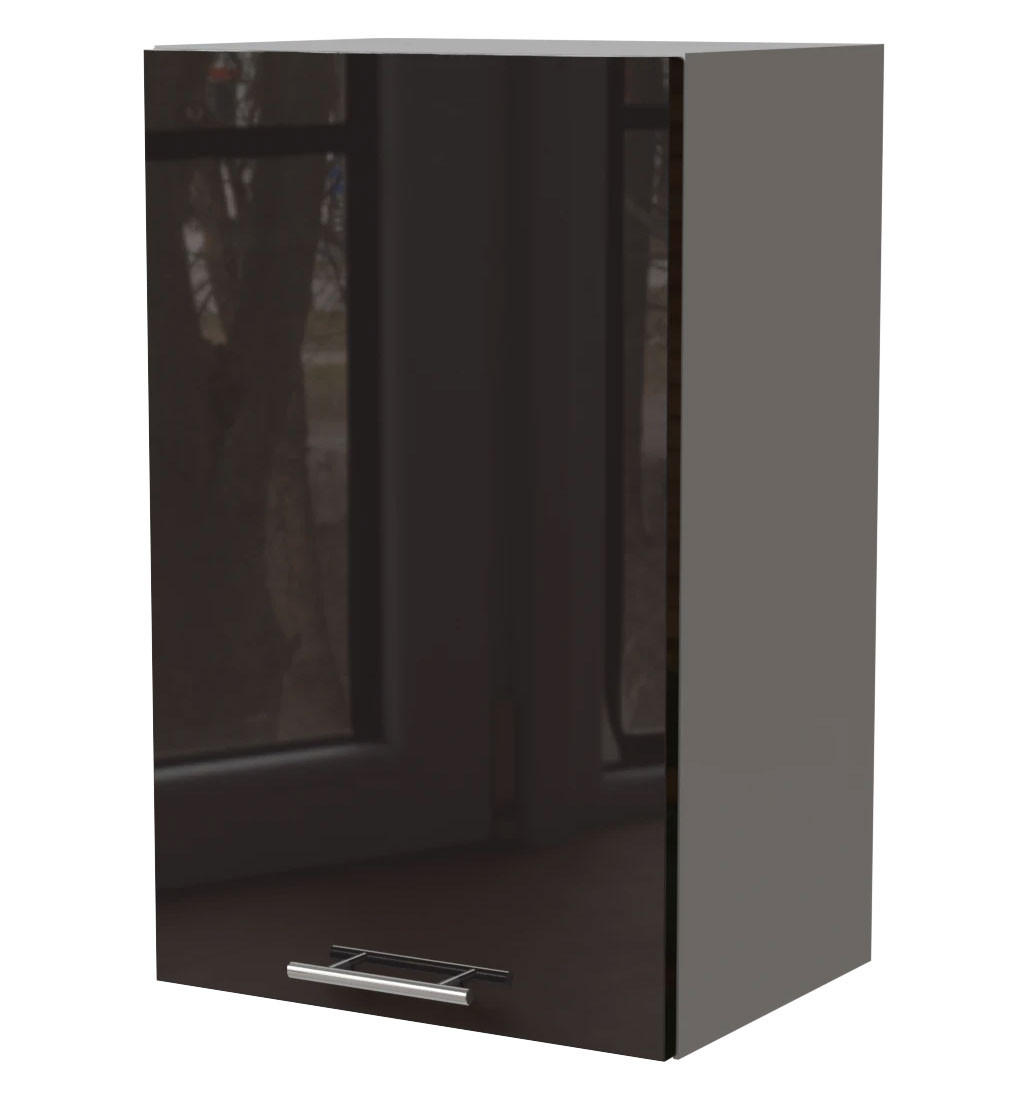 KÜCHENHÄNGESCHRANK Essen W2/45 Schwarz Hochglanz / Grau Matt 45 / 32,5 / 72cm - Schwarz Hochglanz/Schwarz, Holz/Holzwerkstoff (45/72/32.5cm) - Feldmann-Wohnen