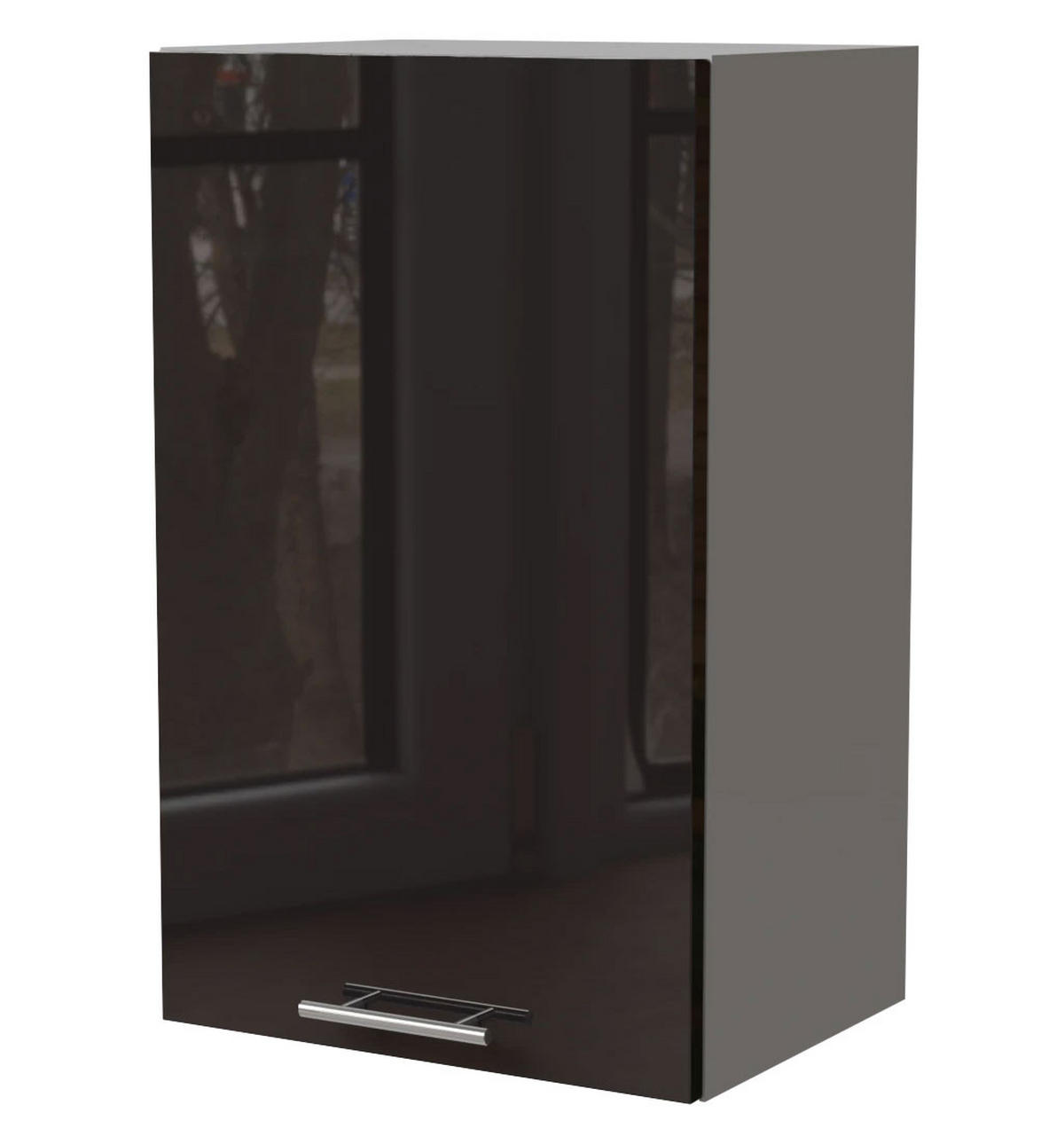 KÜCHENHÄNGESCHRANK Essen W2/45 Schwarz Hochglanz / Grau Matt 45 / 32,5 / 72cm - Schwarz Hochglanz/Schwarz, Holz/Holzwerkstoff (45/72/32.5cm) - Feldmann-Wohnen