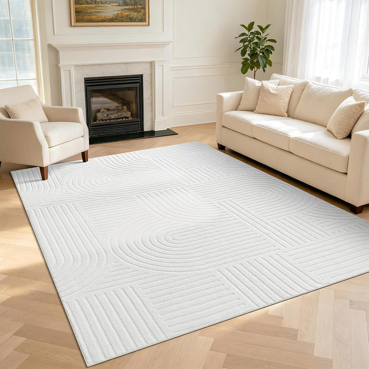 TEPPICH – 91 x 122 cm – Weiß - Weiß, Textil (91/122cm)