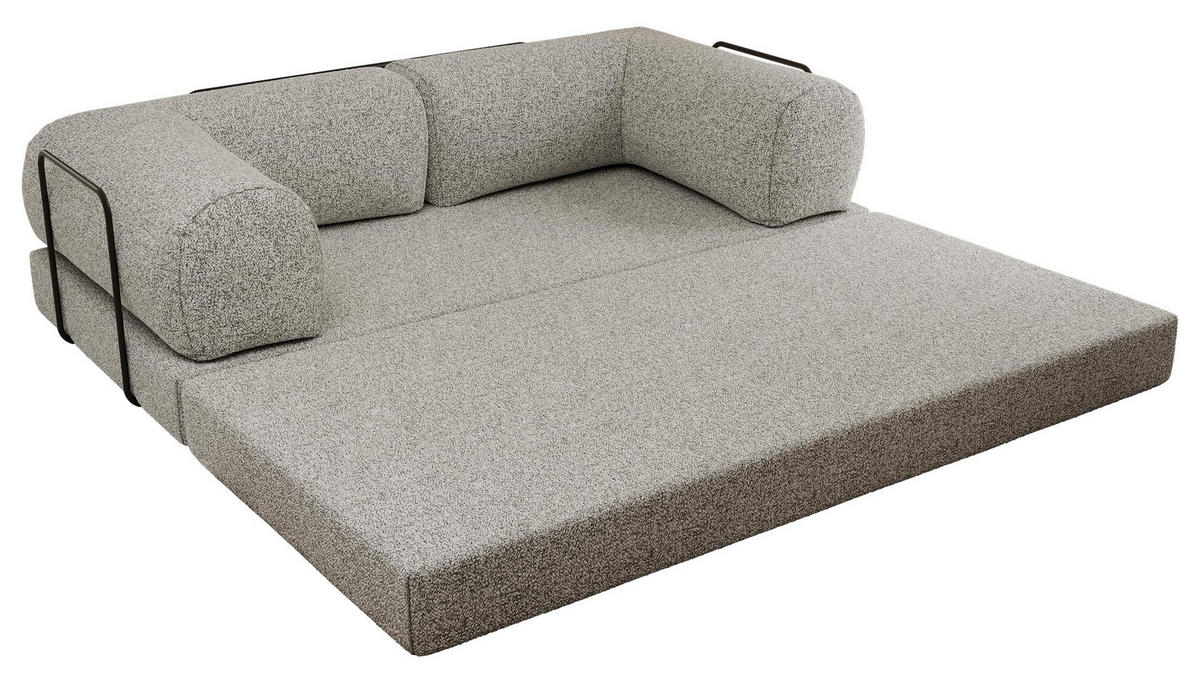 TROJMIESTNA POHOVKA ORSETTO - Svetlosivá Štruktúrovaná látka - čierna/svetlosivá, kov/textil (200/70/100cm) - MKS