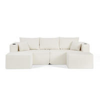 SOFA modulares Ecksofa 3-Sitzer Cord Beige mit 2 Ottomanen - Beige, Kunststoff (230/75/138cm) - IVMEU