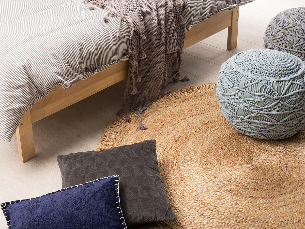 TEPPICH geflochten Erence 140/140 cm - Beige, Naturmaterialien (140/140cm) - Beliani