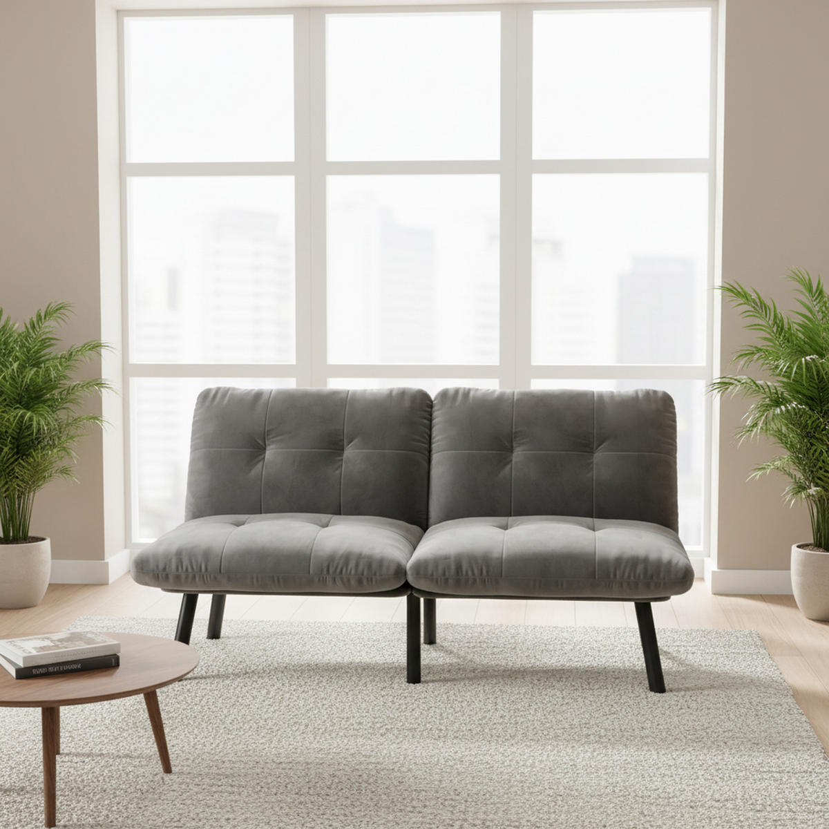 SCHLAFSOFA/SCHLAFSOFA aus Samtstoff, Grau - Grau, Textil (81/78/160cm) - Urban Meuble