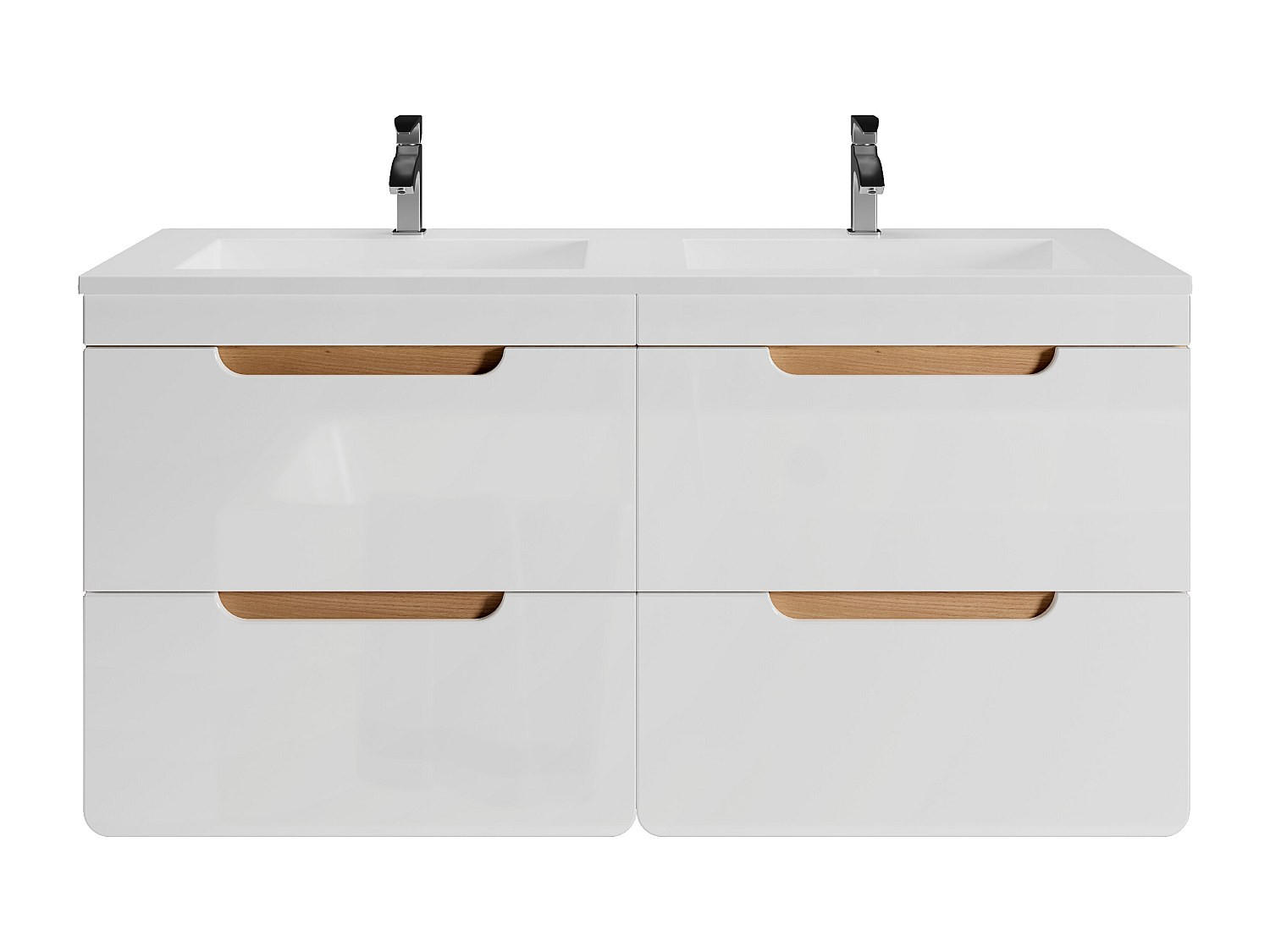 DOPPELWASCHTISCH - 120 cm x 46 cm - Holz, Platte - Naturfarben Hell, Weiß - ARUBA - Naturfarben/Weiß, Holz (120/59/46cm) - Vente-Unique