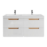 DOPPELWASCHTISCH - 120 cm x 46 cm - Holz, Platte - Naturfarben Hell, Weiß - ARUBA - Naturfarben/Weiß, Holz (120/59/46cm) - Vente-Unique