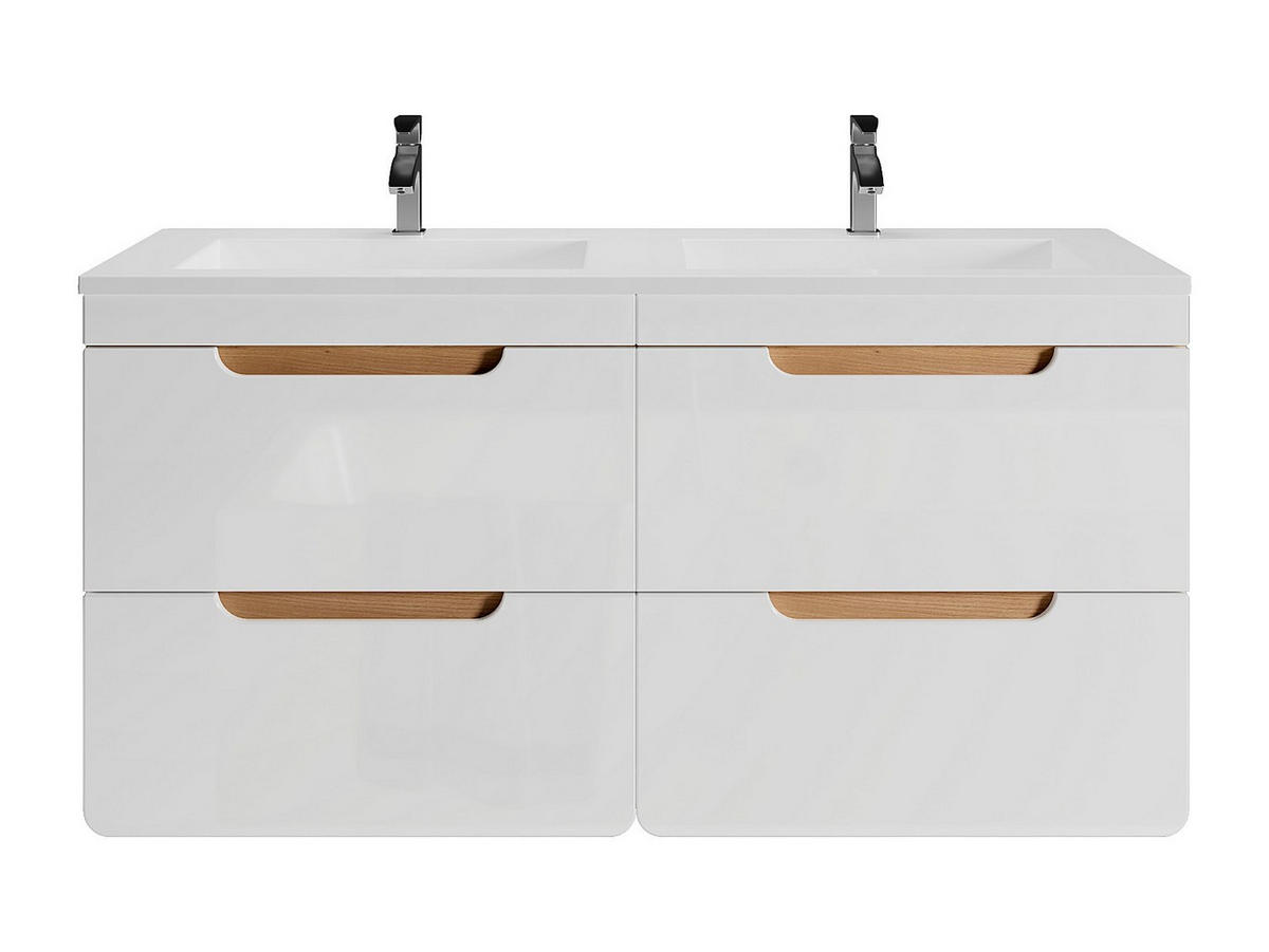 DOPPELWASCHTISCH - 120cm x 46cm - Holzspan - naturfarben hell, weiß - ARUBA - Naturfarben, Holz (120/59/46cm) - Vente-Unique