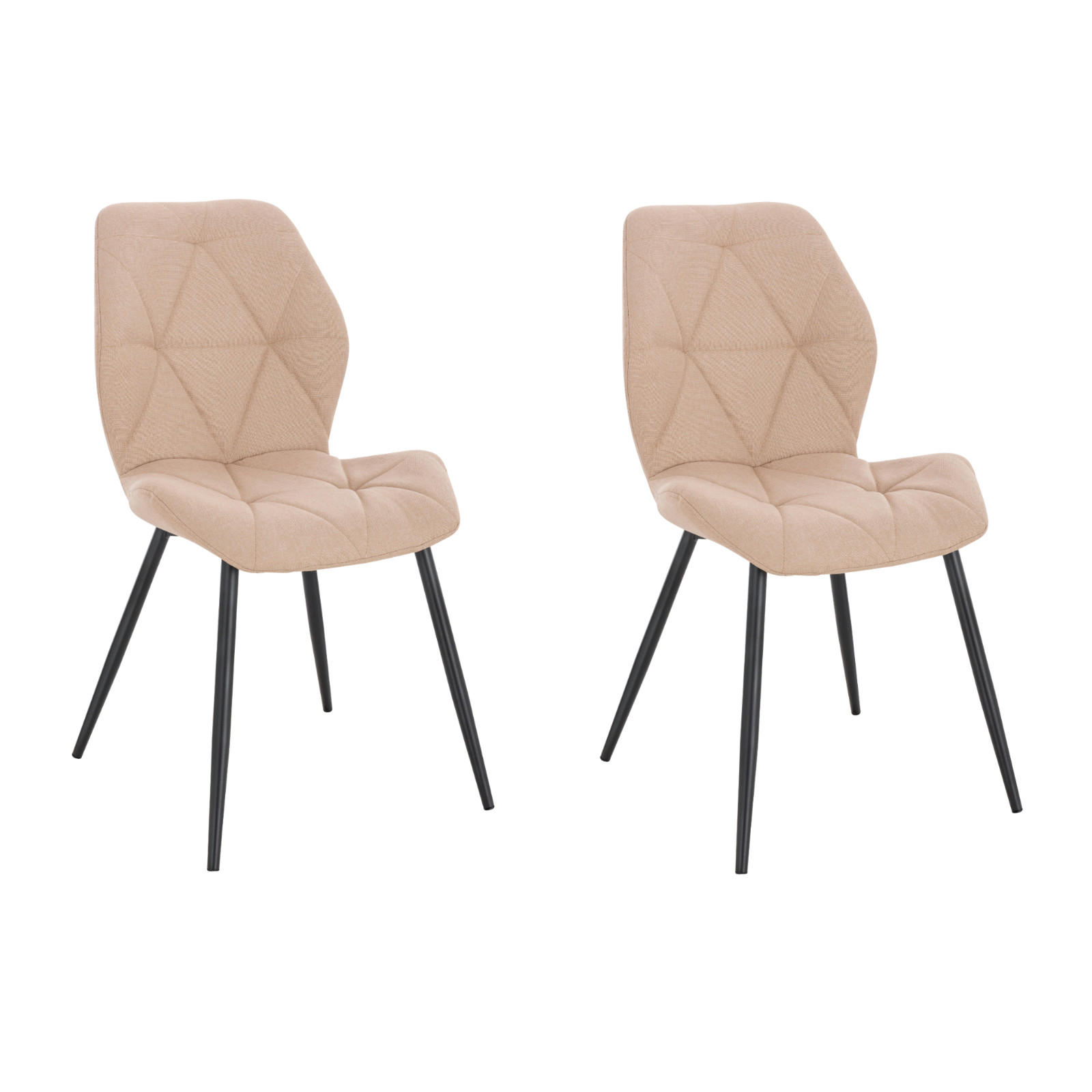 ESSZIMMERSTUHL JAMIE 2er Set Stoff Beige - Hellrosa/Beige, Textil (47/84/48cm) - SVITA