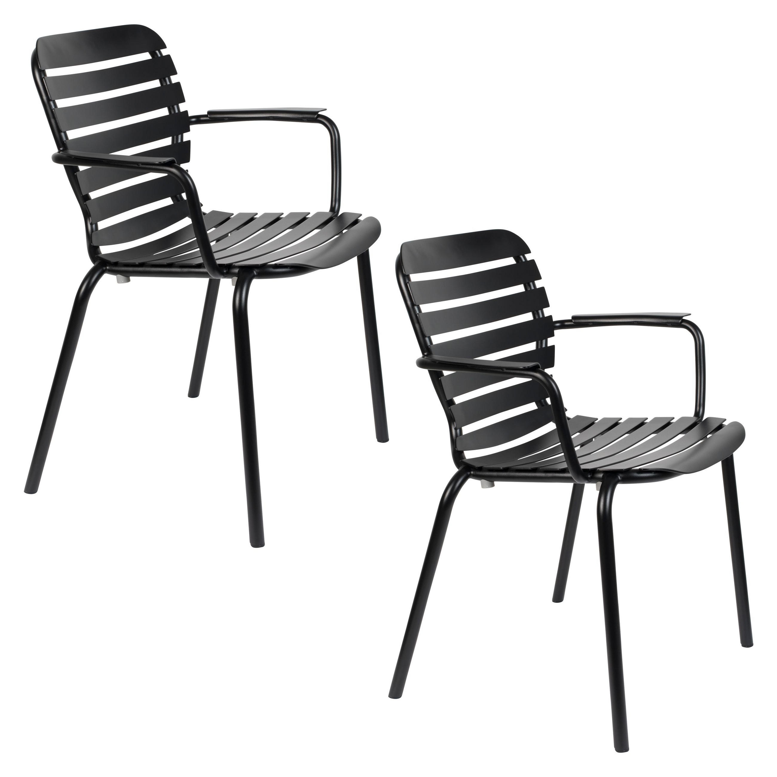 GARTENSTUHL Vondel Armlehne Schwarz - 2 er Set - Schwarz, Metall (64.7/82.8/58.2cm) - Zuiver