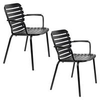 GARTENSTUHL Vondel Armlehne Schwarz - 2 er Set - Schwarz, Metall (64.7/82.8/58.2cm) - Zuiver