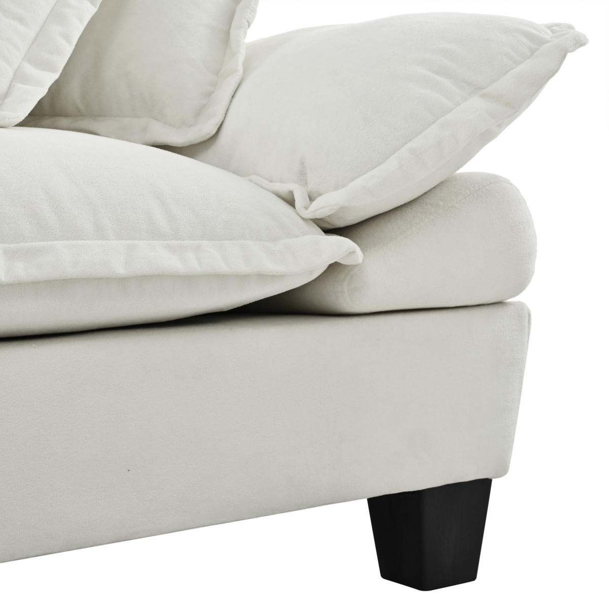 ECKSOFA 263/151/90 cm Beige aus Chenille mit 2 Ottomanen - Beige, Textil (151/263cm) - OKWISH