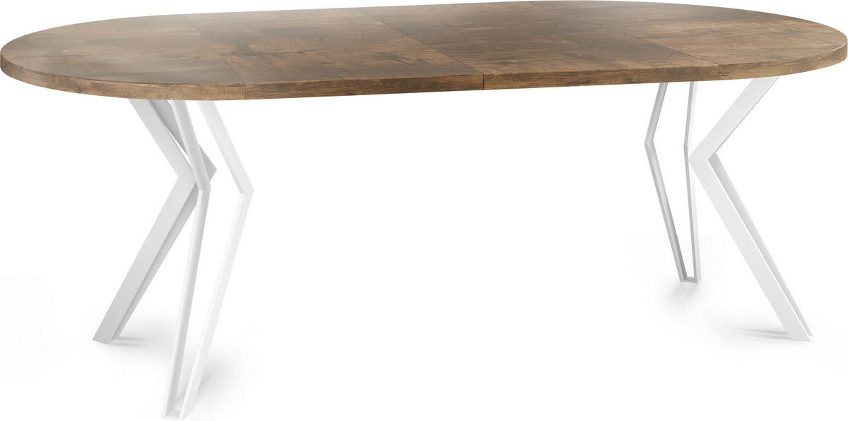 ESSTISCH Austin runder ausziehbarer, Lefkas Eiche 100-180/100/76 cm - Alteiche/Weiß, Holzwerkstoff/Metall (100/100/76cm) - WFL GROUP