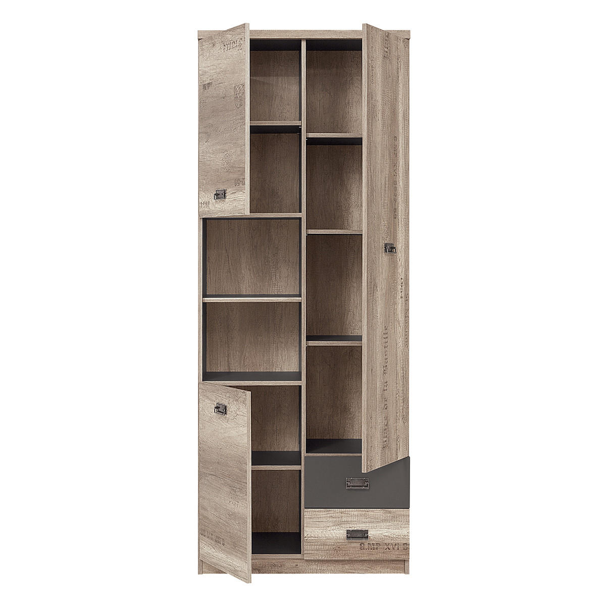 BÜCHERREGAL Abel Holz und Grau - Grau, Holzwerkstoff (80/205/40cm) - Petits-meubles