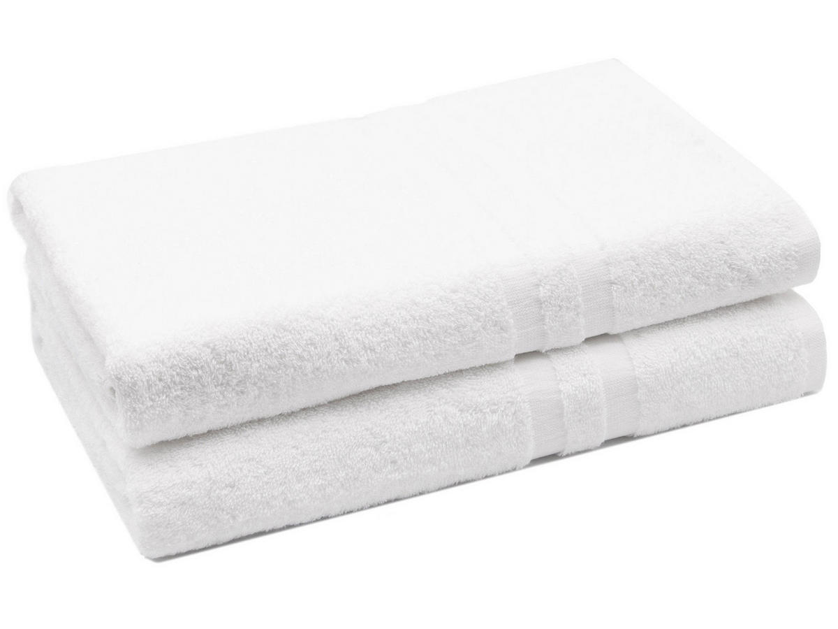 DUSCHTÜCHER, 2er-Set, 70x140 cm, 100% Baumwolle, Weiß - Weiß, Textil (70/140cm) - Zollner