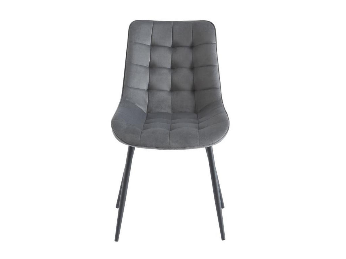 POLSTERSTUHL 2er-Set - Samt & schwarzes Metall - Grau - OLLUA - Grau, Textil (60/87/49.5cm) - Vente-Unique