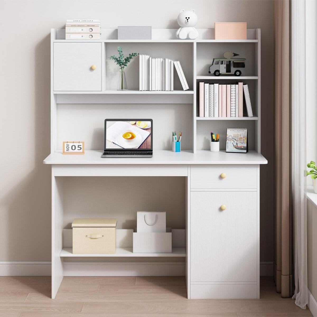 SCHREIBTISCH, weiß 120x45x146cm - Weiß, Holzwerkstoff (45/120/146cm)