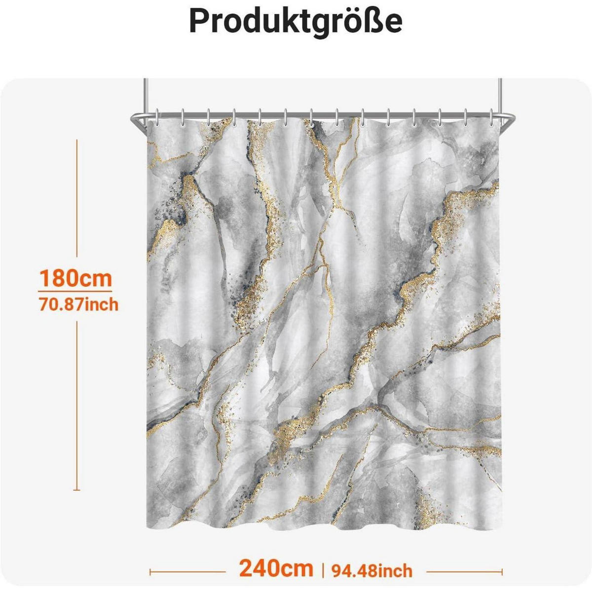 DUSCHVORHANG Marmoroptik 240 x 180 cm Textil Wasserabweisend Waschbar - Multicolor, Textil (240/180cm)