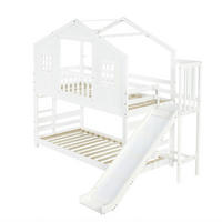 ETAGENBETT Mit Kinderrutsche Weiß 90x200cm - Weiß, Holz (90/200cm) - ComfortXL