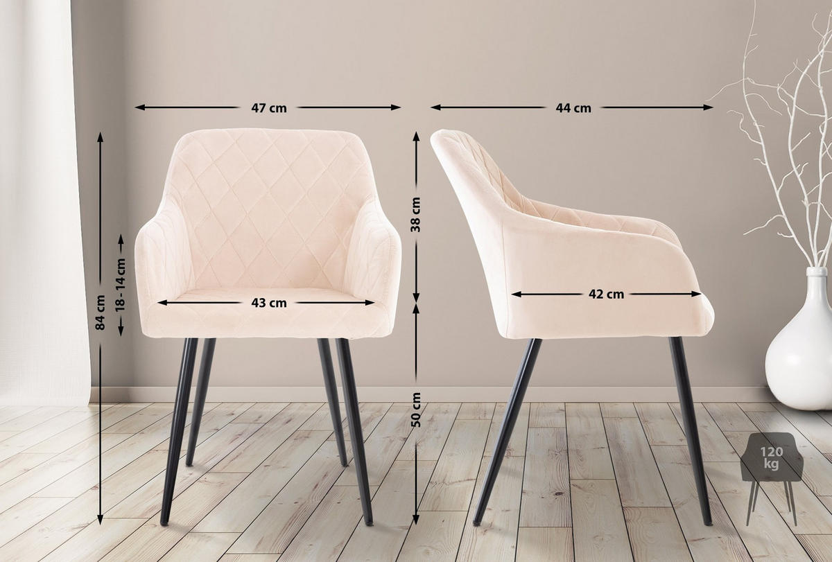 ESSZIMMERSTUHL Shila 84x47x44 cm Beige - Beige, Textil (47/84/44cm) - furnicato