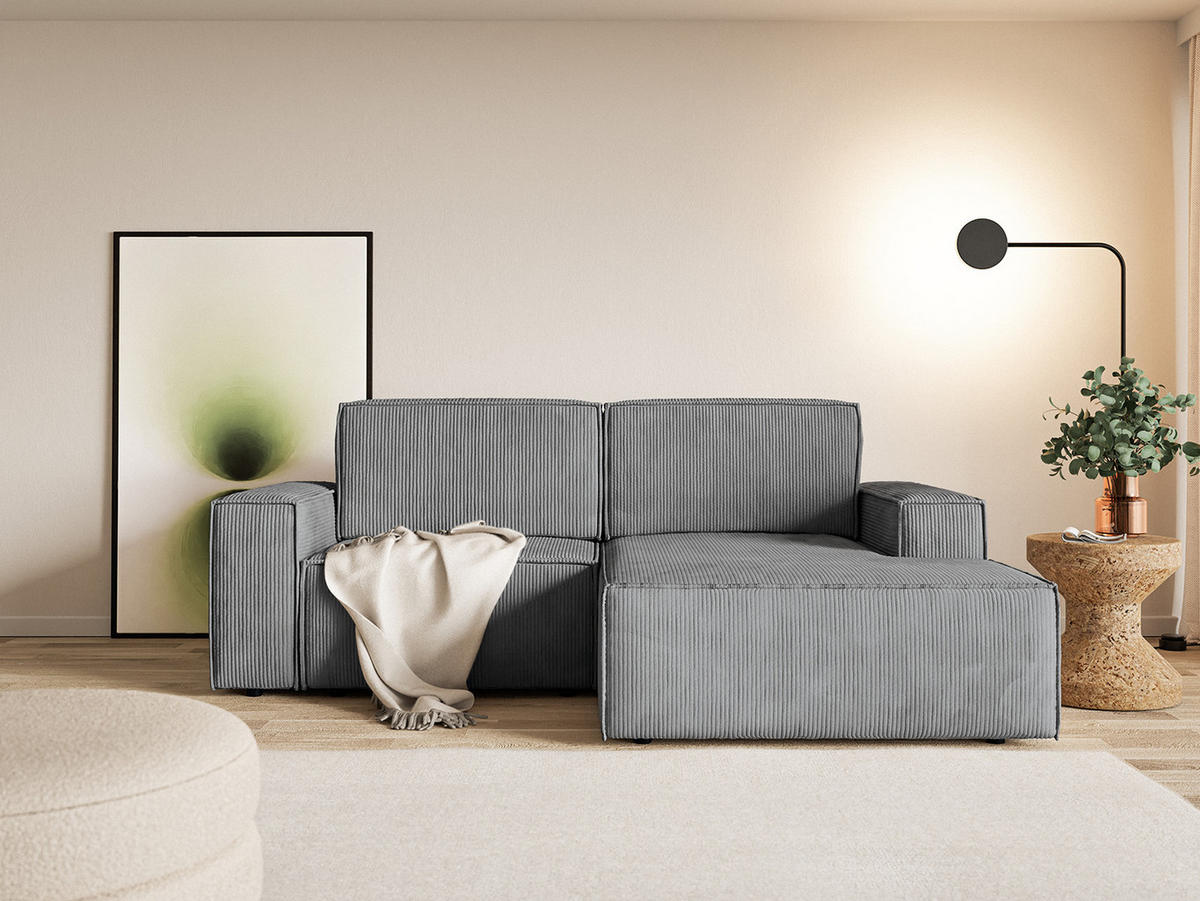 ECKSOFA KOKKO MINI mit Schlaffunktion, Grau - Grau, Textil (240/167cm) - Fedve