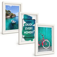 BILDER SET 3er Set - 20x30 cm Weißer Rahmen - Inspiration für ein Fahrrad mit Seeboot - Weiß, Kunststoff (20/30cm) - TULUP