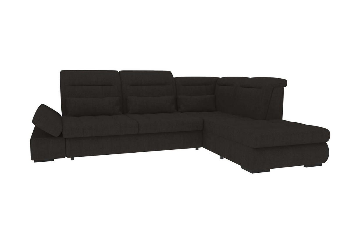 ECKSOFA Toscana Velours inkl. Schlaffunktion - Schwarz, Textil (279/227cm) - 99rooms